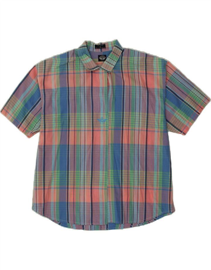 DOCKERS Womens Oversized Pullover Shirt UK 16 Large Multicoloured Check Vintage Dockers and Second-Hand Dockers from Messina Hembry 