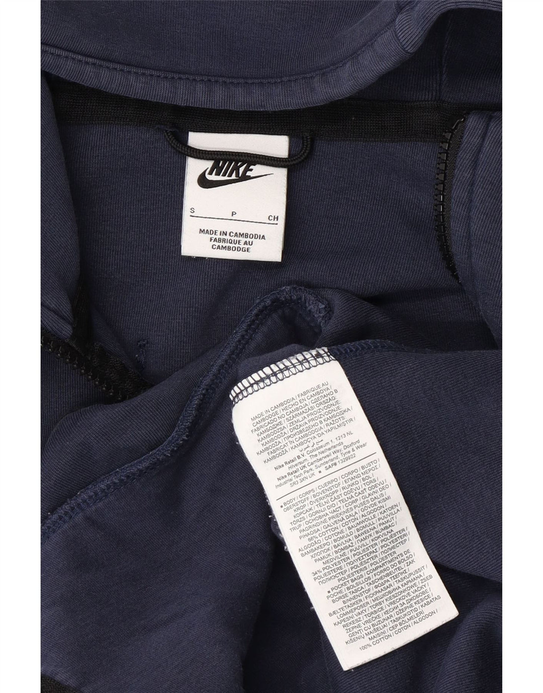Suéter Nike masculino com capuz e zíper pequeno algodão azul marinho