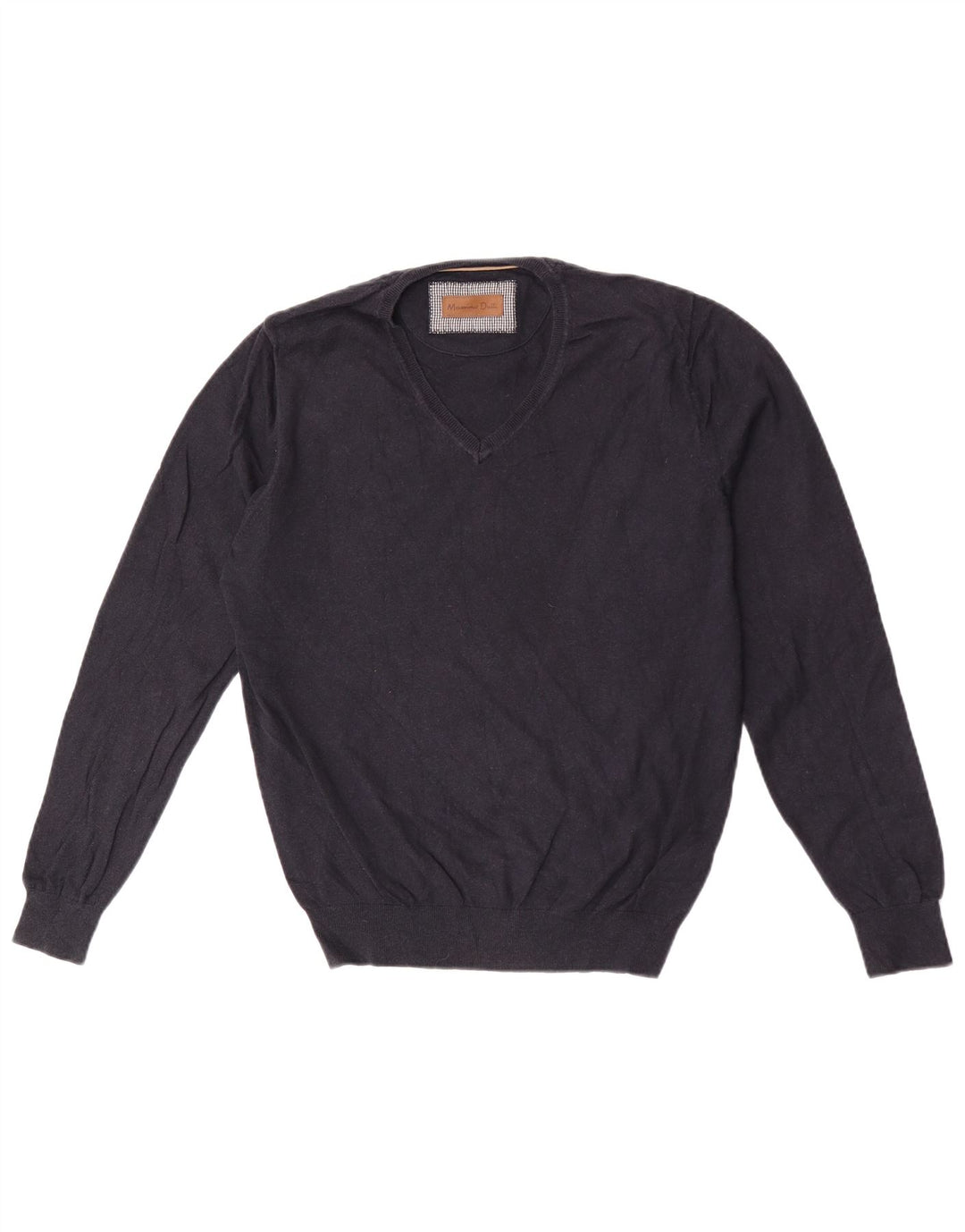 Suéter masculino Massimo Dutti com decote em V médio algodão azul marinho