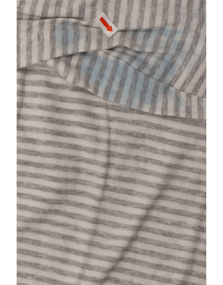 QUIKSILVER Top feminino oversized manga comprida UK 14 listrado cinza médio