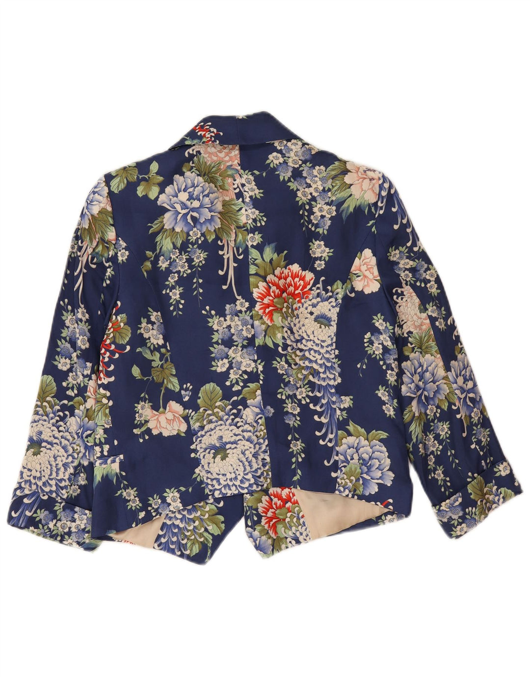 Zara Jaqueta Blazer Feminina Crop 1 Botão Reino Unido 14 Médio Azul Marinho Floral