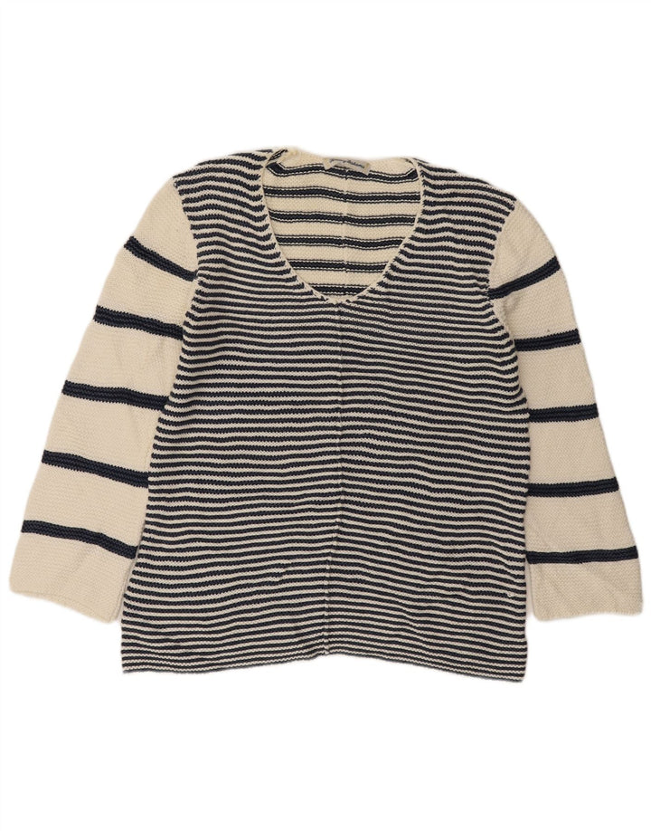 Suéter feminino Tommy Bahama com decote em V UK 14 Médio Off White Náutico