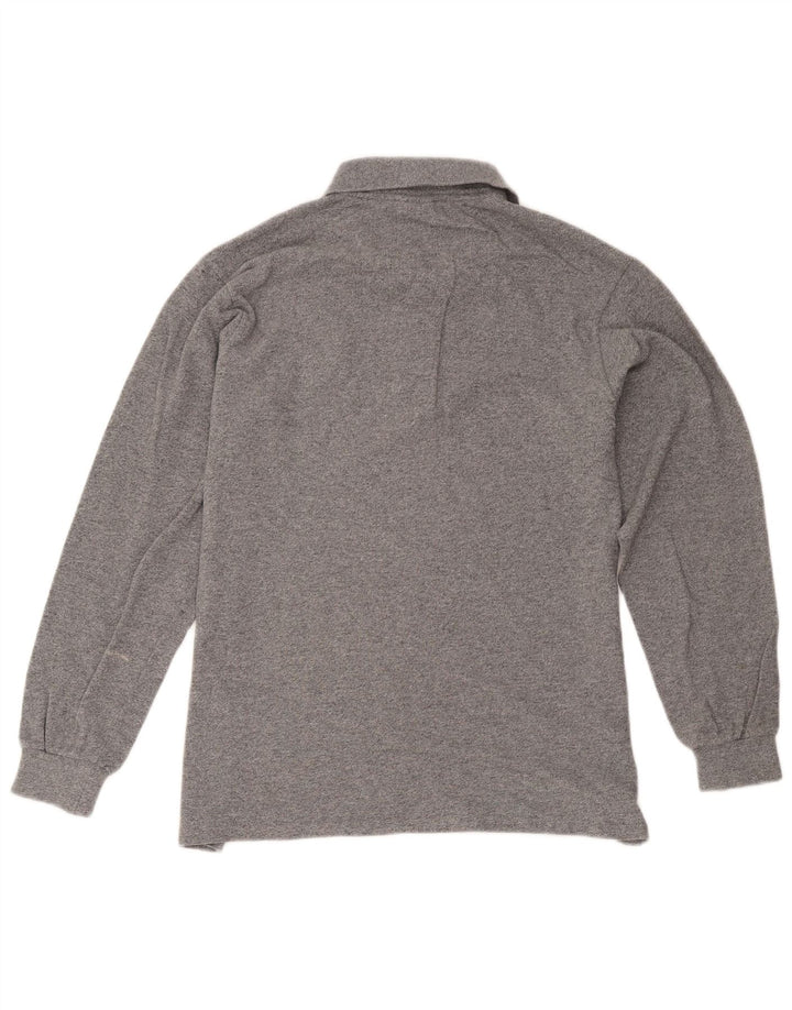 Camisa polo masculina de manga comprida Lacoste tamanho 4 algodão cinza médio