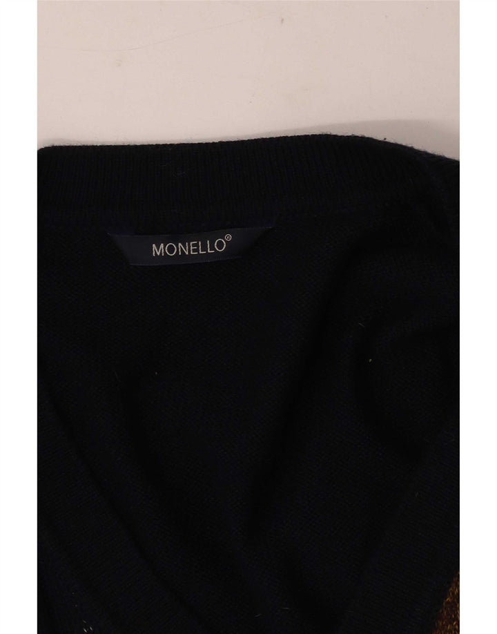 Suéter cardigã masculino Monello grande azul marinho geométrico