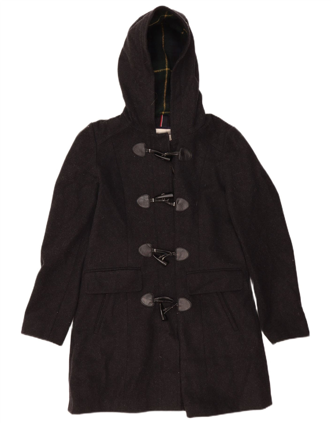 Casaco Duffle Feminino Tommy Hilfiger com Capuz Reino Unido 10 Pequeno Lã Cinza