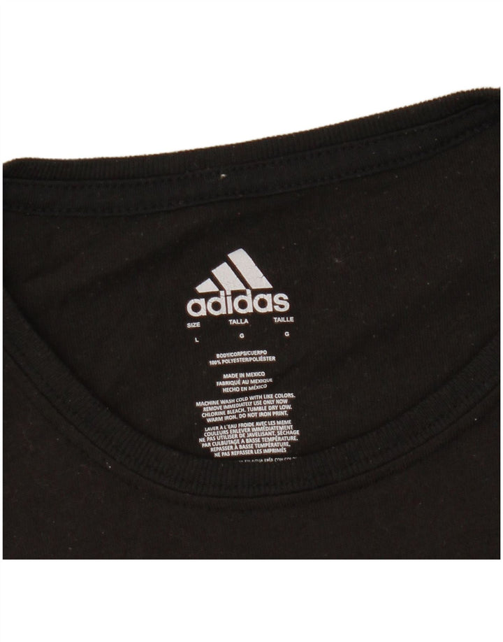 Camiseta feminina ADIDAS com estampa gráfica UK 14 grande poliéster preto