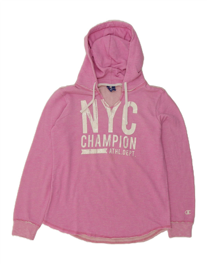 CHAMPION Womens Graphic Hoodie Jumper UK 18 XL Pink Cotton Vintage Champion and Second-Hand Champion from Messina Hembry 