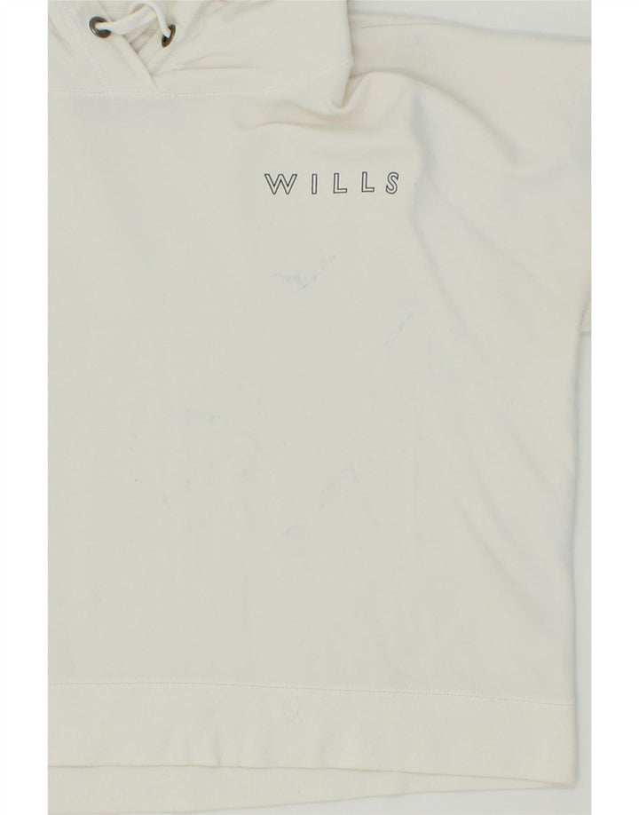 JACK WILLS Womens Crop Hoodie Jumper UK 12 Medium  White Cotton Vintage Jack Wills and Second-Hand Jack Wills from Messina Hembry 