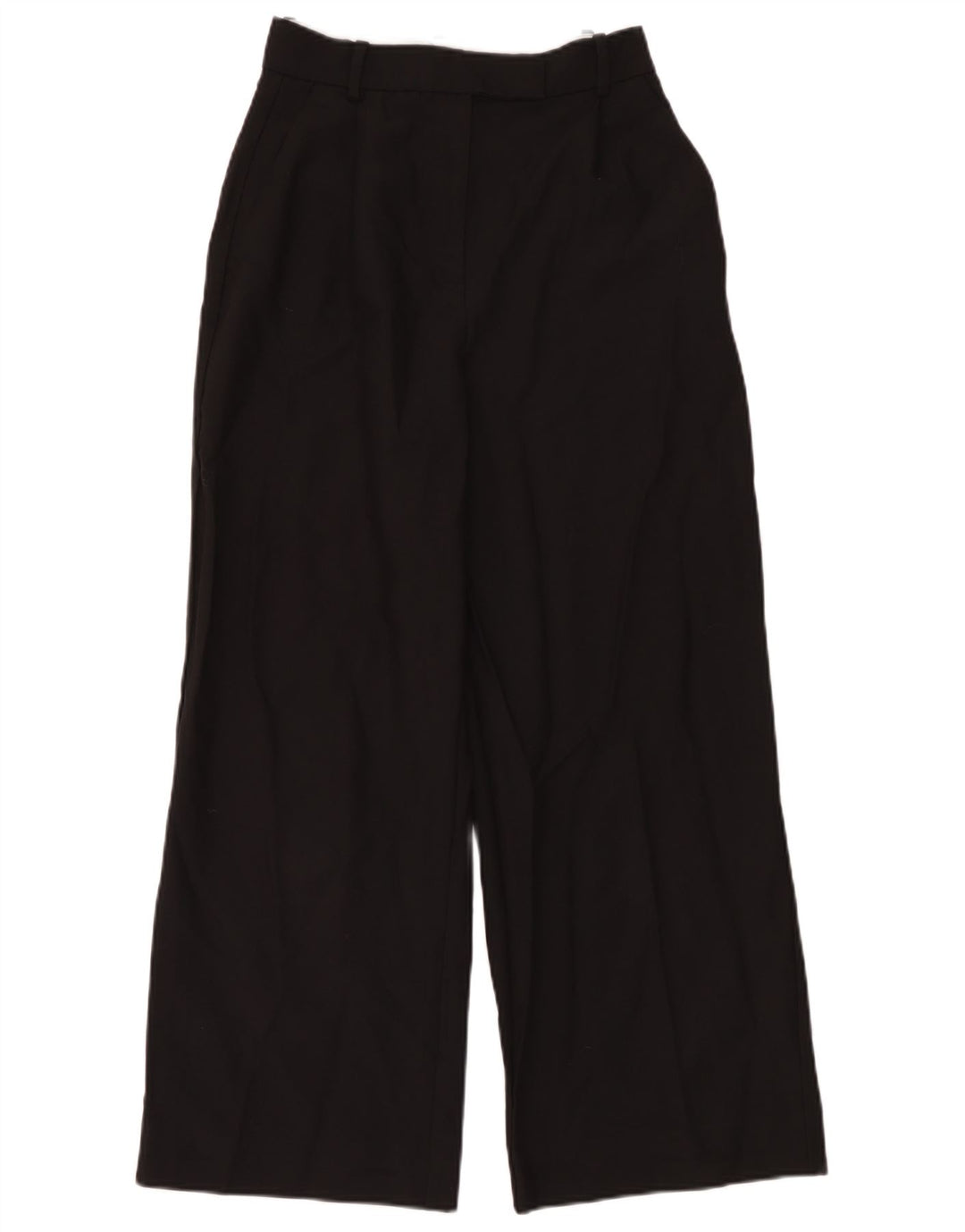 Zara Calça feminina de perna larga pequena W26 L28 poliéster preto