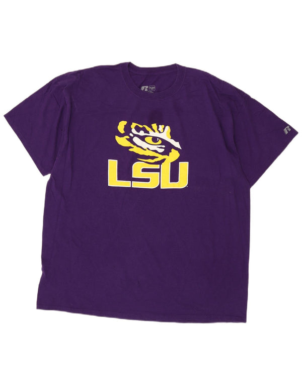 Russell Athletic Mens LSU Tigers Baton Rouge Camiseta Top 2XL Algodão Roxo