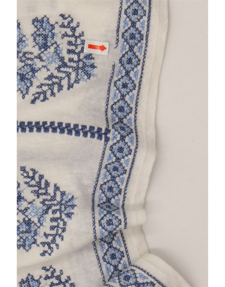 Blusa feminina MONSOON UK 16 grande linho floral branco