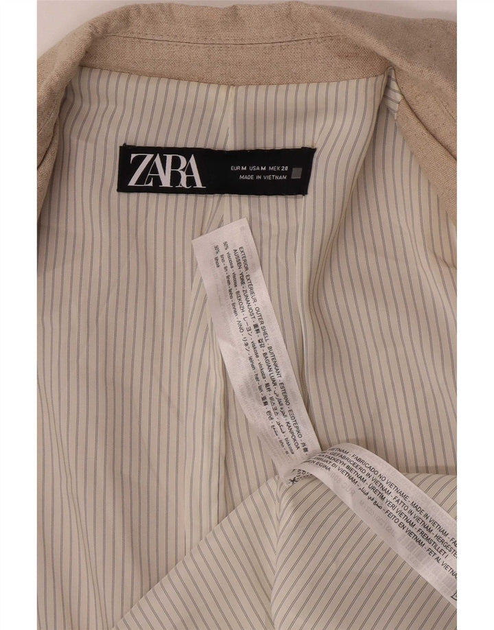 Jaqueta Blazer Feminina Zara Reino Unido 12 Viscose Bege Médio