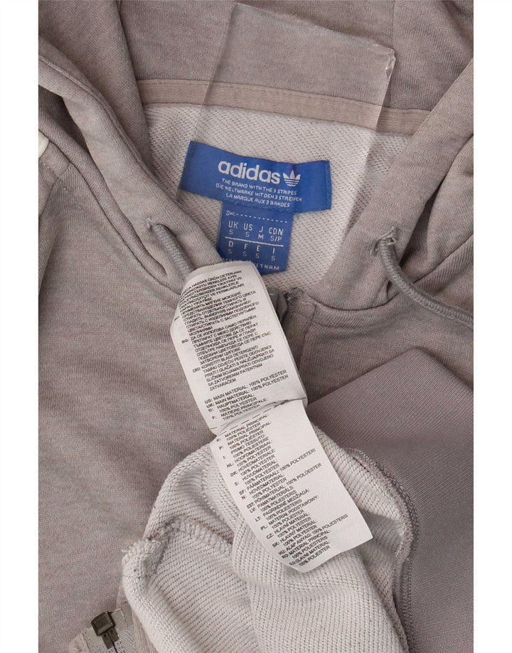 Adidas masculino zip moletom com capuz pequeno poliéster cinza