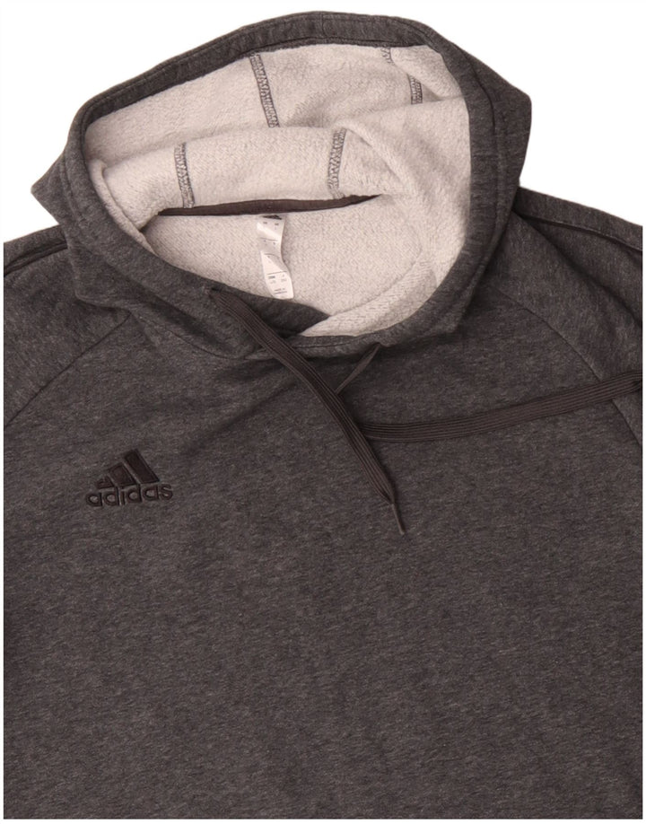 Adidas Mens Hoodie Jumper Grande Algodão Cinza
