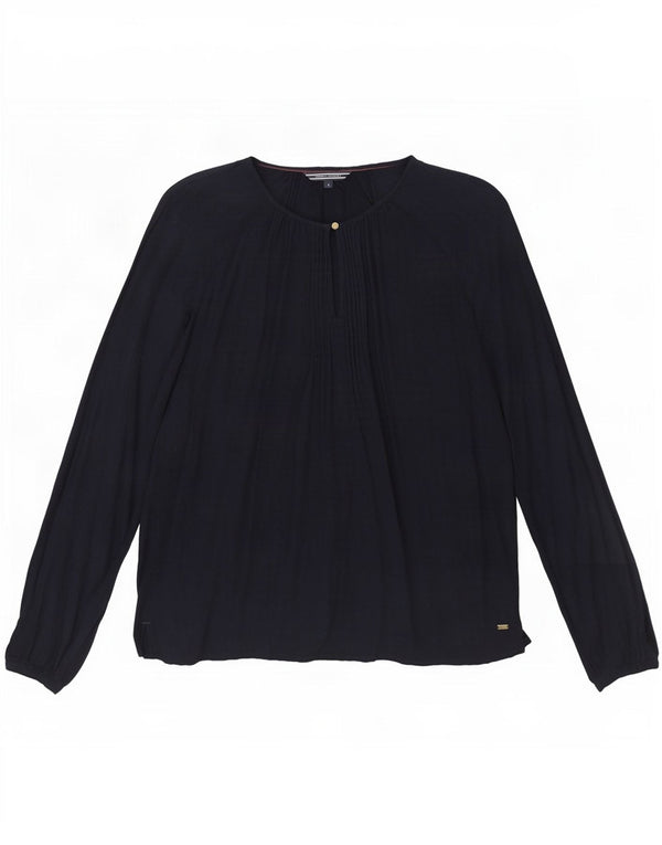Top feminino Tommy Hilfiger manga comprida US 6 médio azul marinho viscose