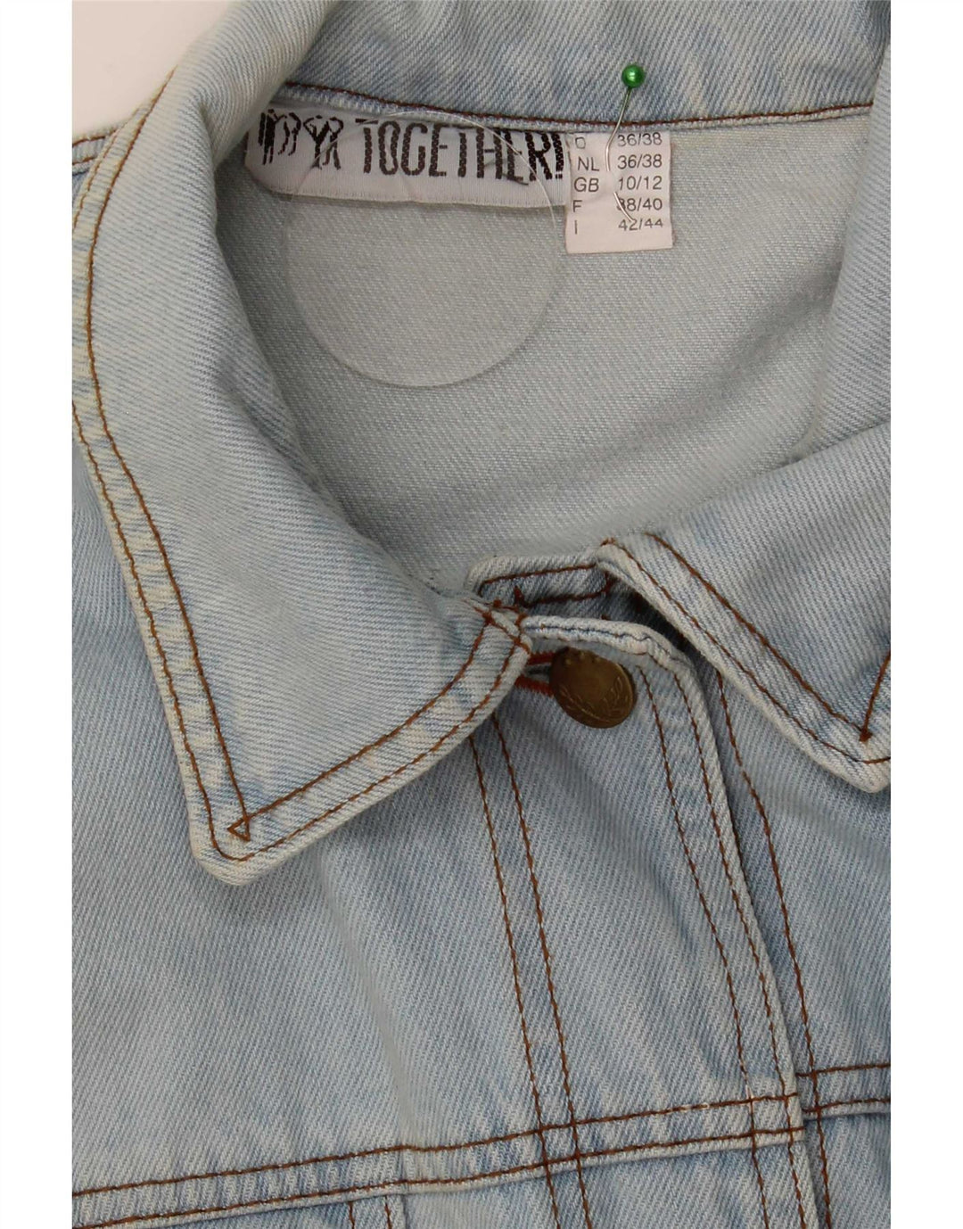 Jaqueta jeans feminina oversized Together UK 10 pequena novidade de algodão azul