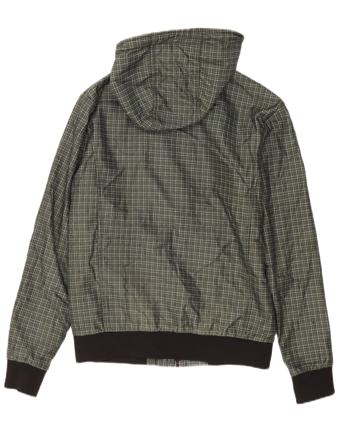 Jaqueta bomber masculina Zara com capuz UK 38 poliéster xadrez verde médio