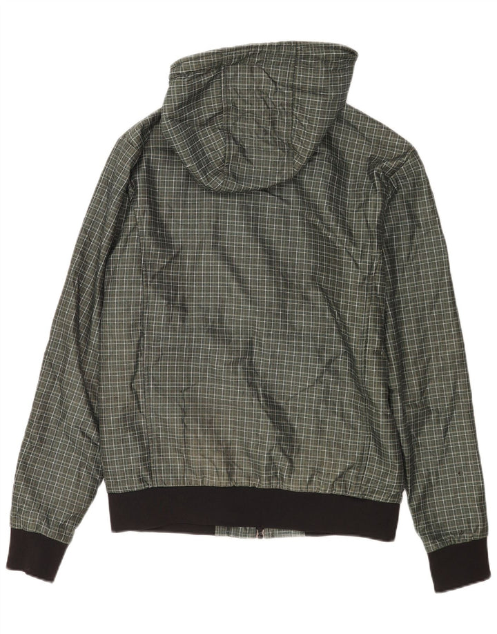 Jaqueta bomber masculina Zara com capuz UK 38 poliéster xadrez verde médio