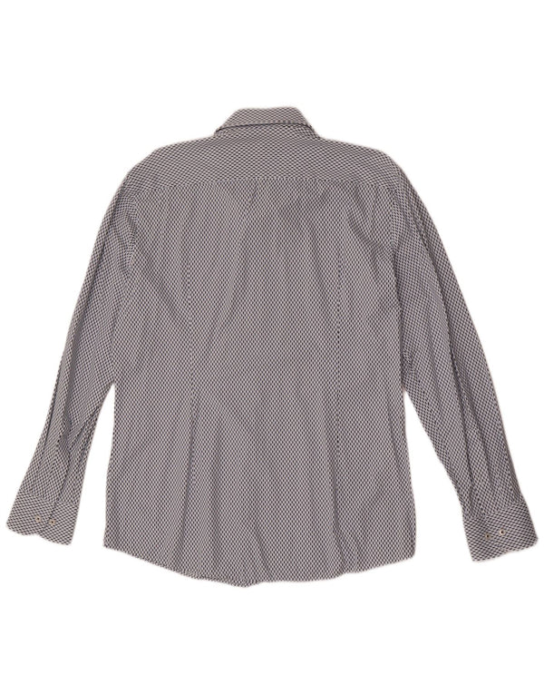 Hugo Boss Mens Slim Fit Camisa Tamanho 41 16 Grande Poliamida Geométrica Azul