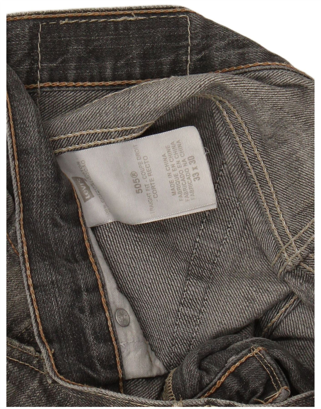 LEVI'S Masculino 505 Straight Jeans W33 L30 Algodão Cinza