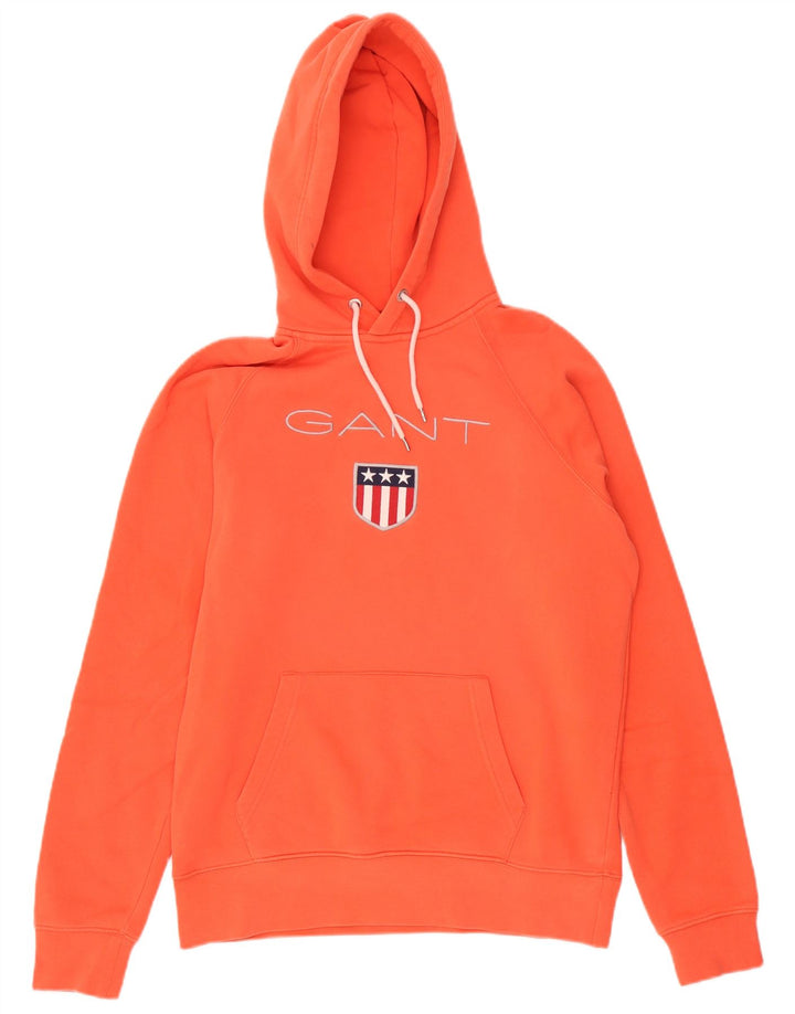 Suéter com capuz gráfico masculino Gant grande algodão laranja