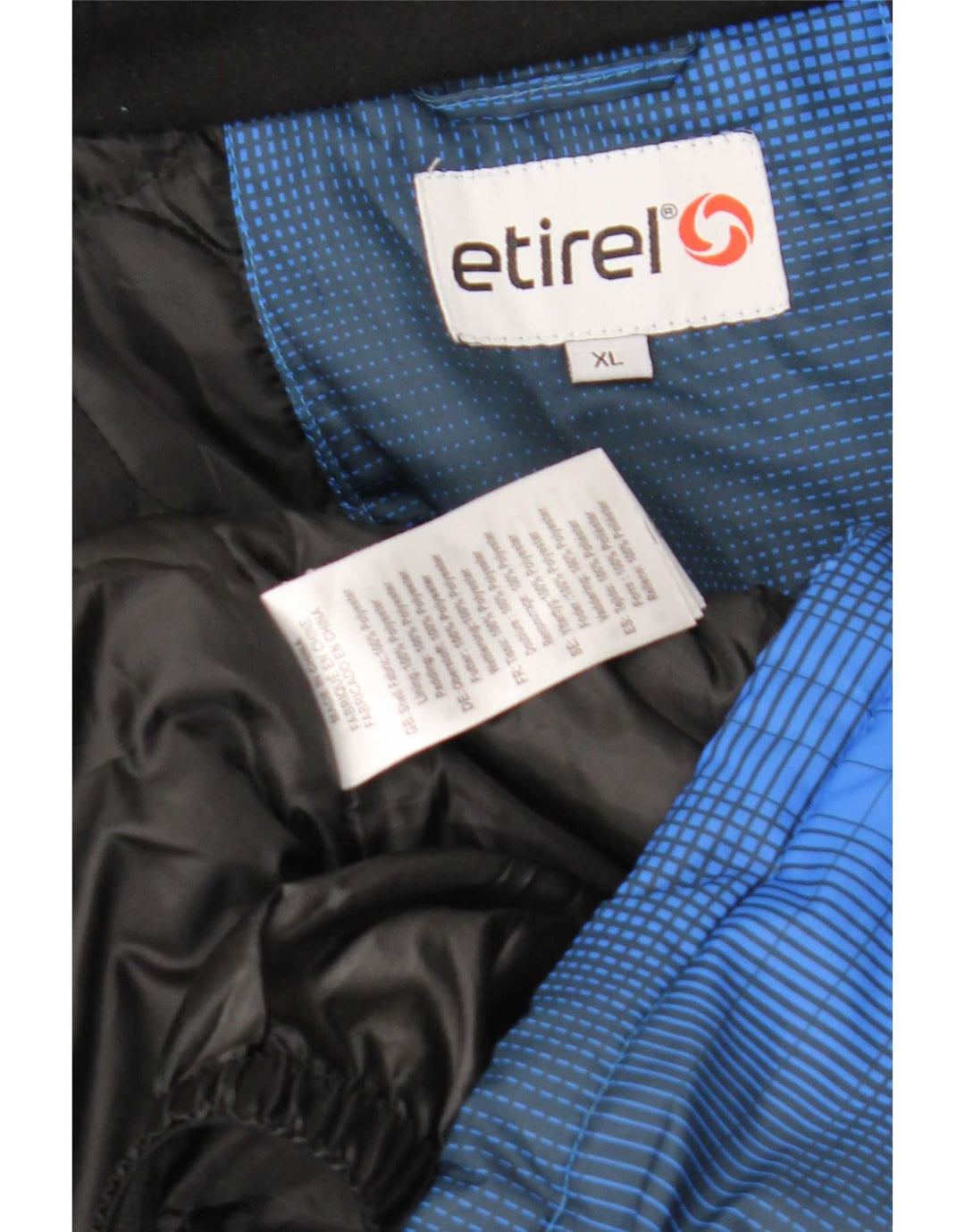 Jaqueta de esqui masculina Etirel com capuz UK 42 XL poliéster xadrez azul