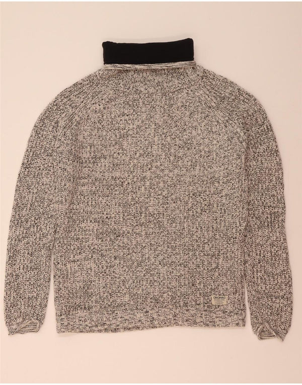 JACK & JONES Mens Roll Neck Jumper Sweater XL Grey Flecked Cotton