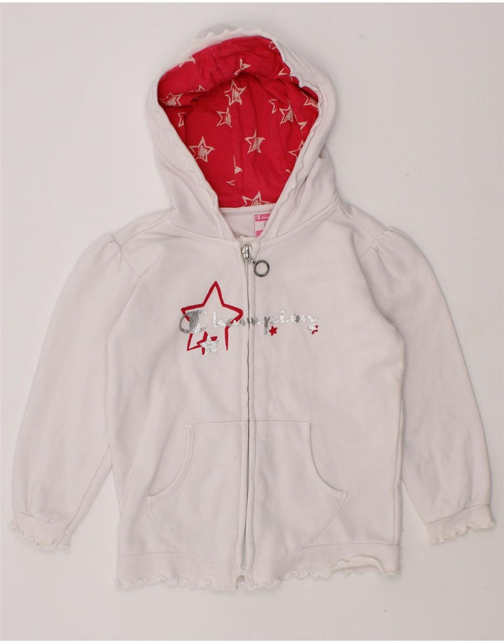 CHAMPION Baby Girls Graphic Zip Hoodie Sweater 18-24 Months Large  White Vintage Champion and Second-Hand Champion from Messina Hembry 