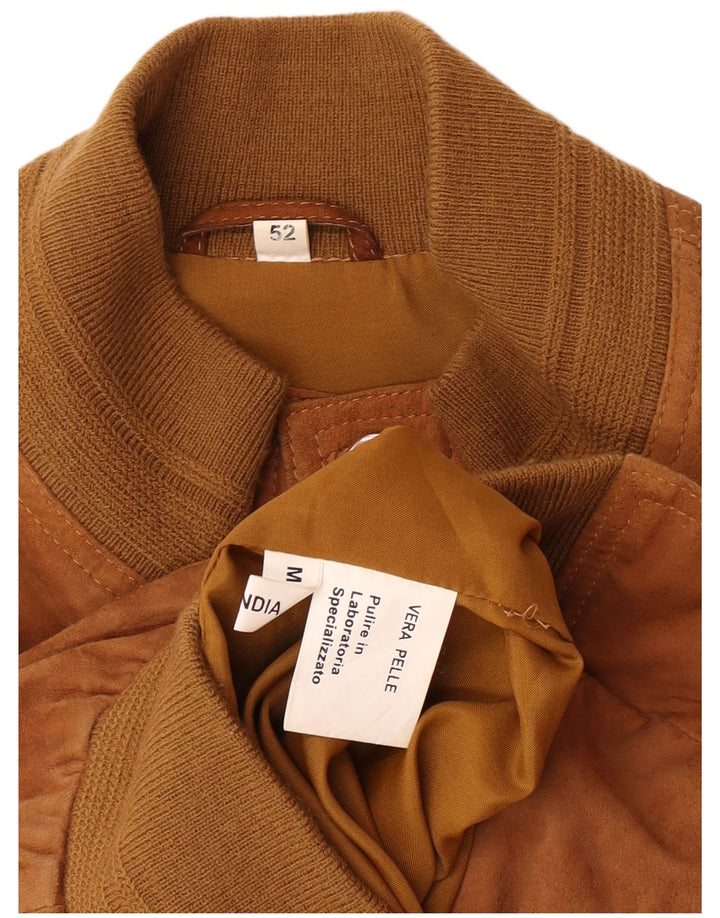 Jaqueta bomber masculina vintage de camurça IT 52 XL couro marrom