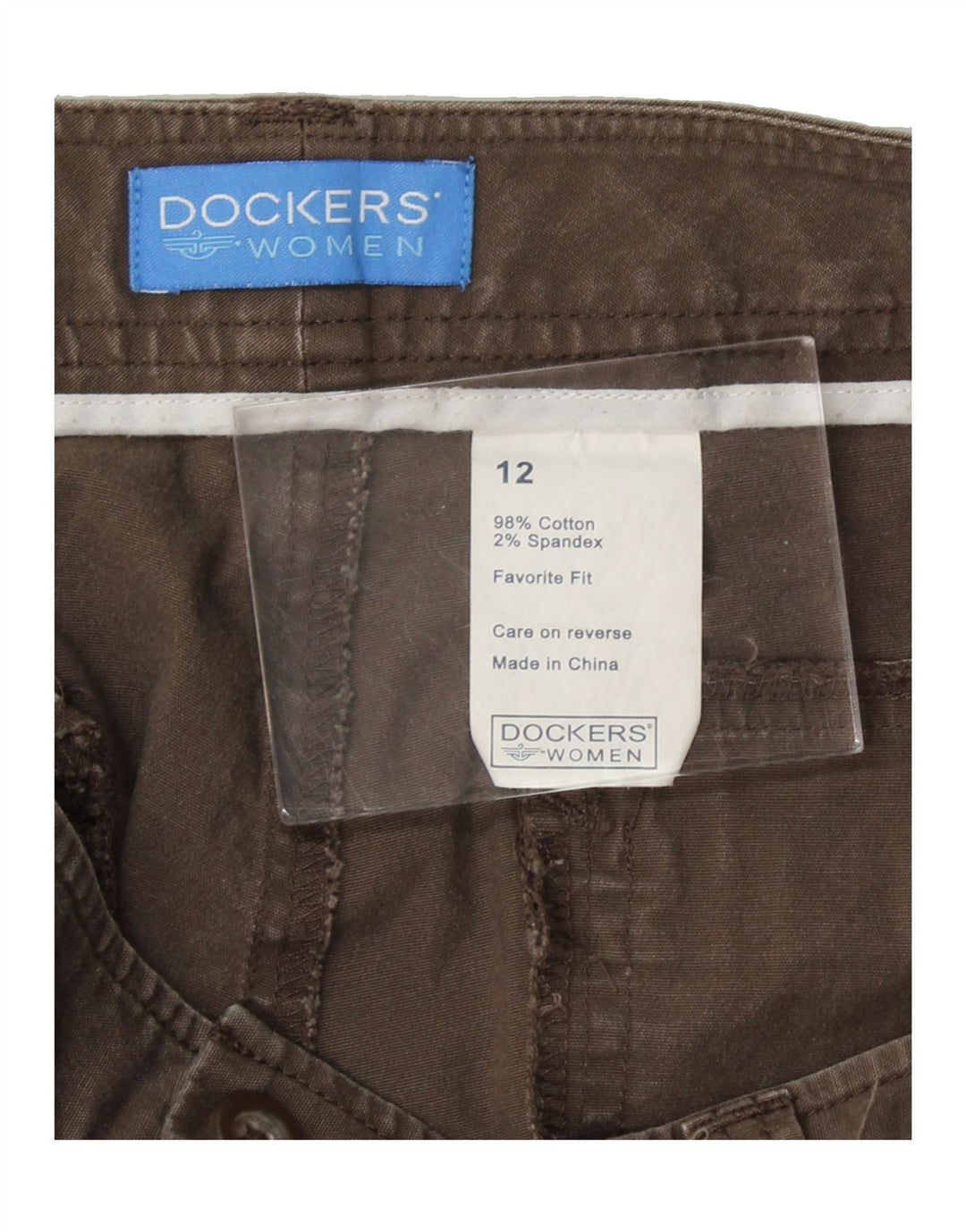 DOCKERS Womens Straight Capri Trousers US 12 Large W34 L23 Brown Cotton Vintage Dockers and Second-Hand Dockers from Messina Hembry 