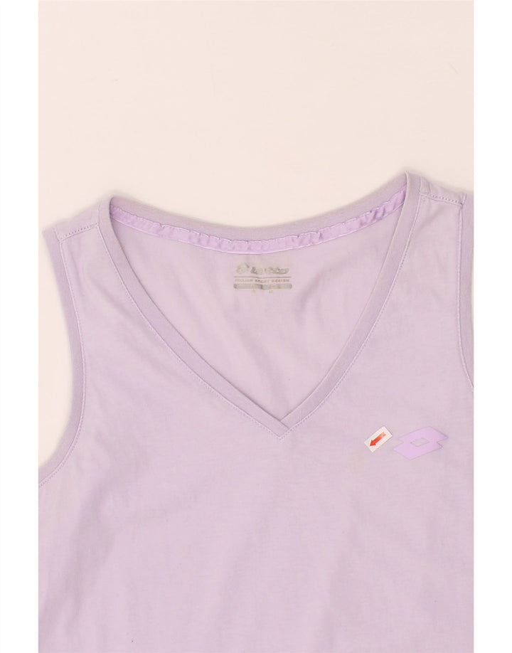 LOTTO Womens Vest Top UK 18 XL Purple Cotton Vintage Lotto and Second-Hand Lotto from Messina Hembry 