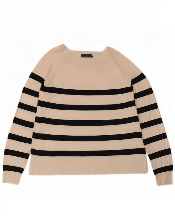 Suéter feminino Zara com gola canoa e viscose listrada branca média UK 10