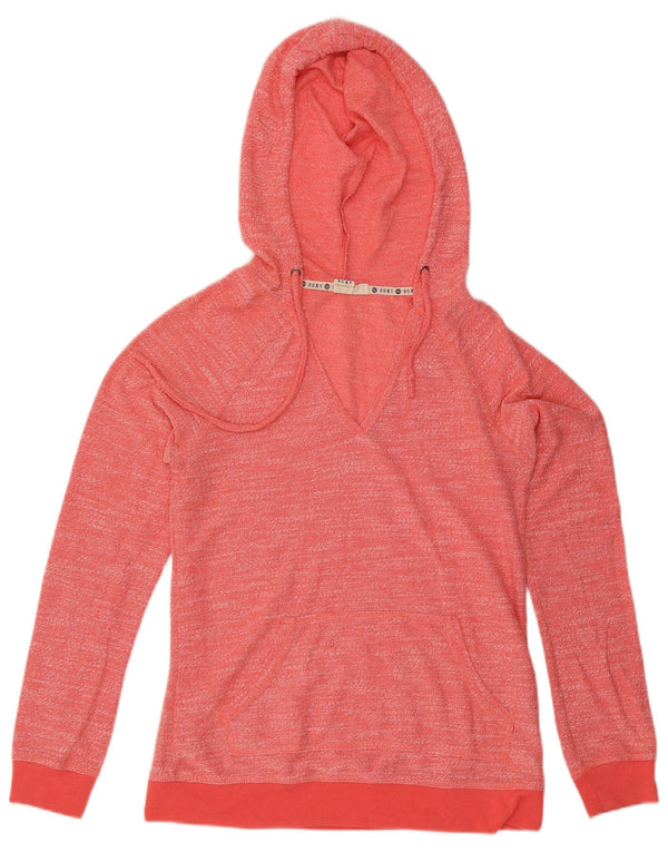 Suéter com capuz feminino Roxy Reino Unido 14 grande algodão manchado rosa