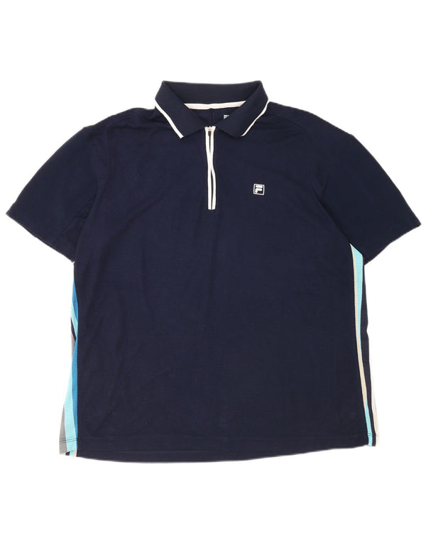 Camisa polo masculina Fila grande algodão azul marinho