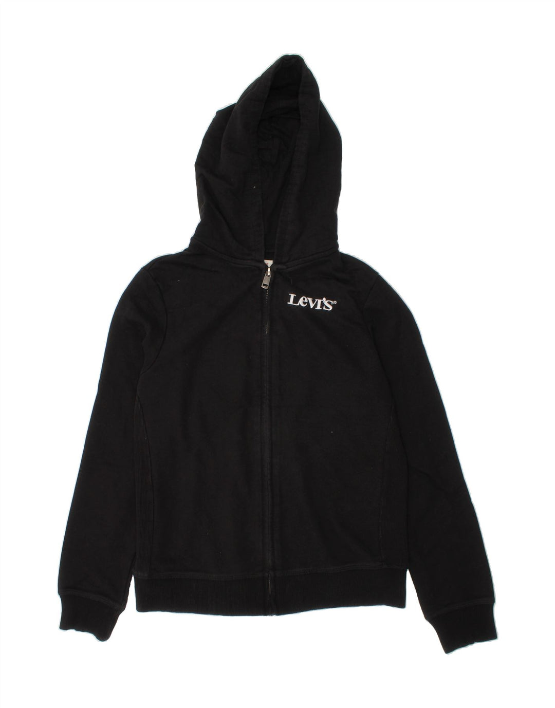 LEVI'S Girls Graphic Zip Hoodie Sweater 13-14 Years Black Cotton Vintage Levi's and Second-Hand Levi's from Messina Hembry 