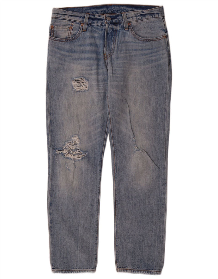 Calça jeans feminina Levi's 501 CT desgastada reta W26 L29 azul