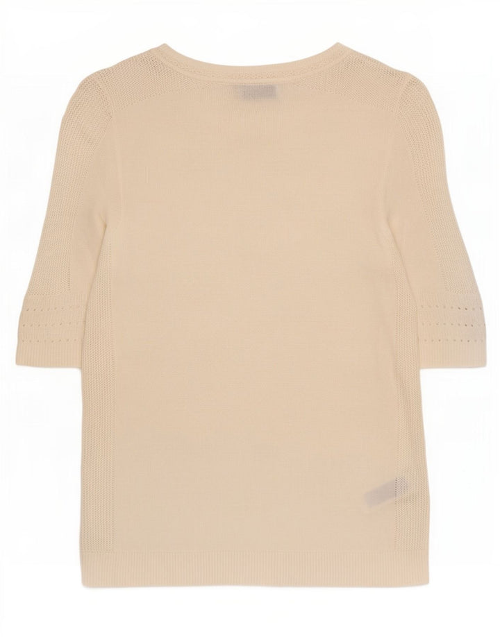 Suéter feminino Marks & Spencer com gola canoa Reino Unido 8 pequeno off white