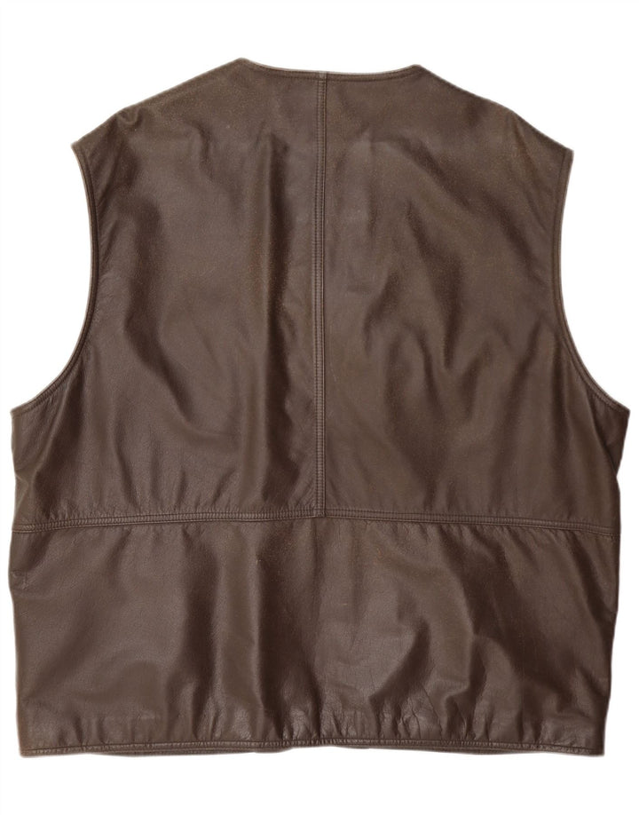 Colete utilitário masculino de couro Itallo IT 60 4XL marrom