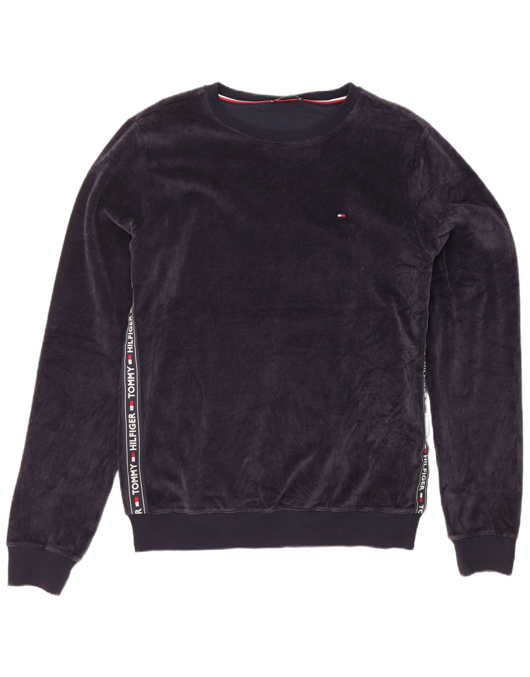 Tommy Hilfiger moletom masculino gráfico de veludo jumper médio azul marinho