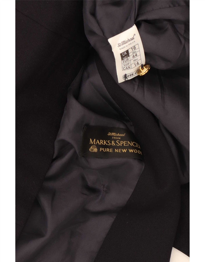 Jaqueta blazer feminina Marks & Spencer com peito duplo Reino Unido 16 grande azul marinho