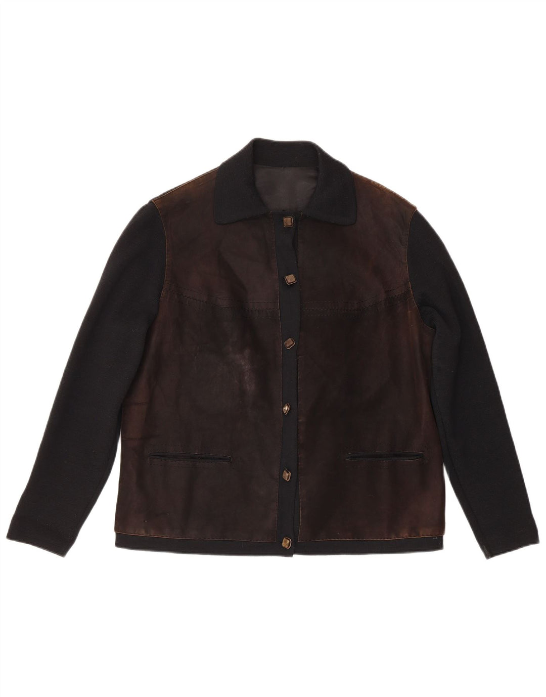 Jaqueta bomber feminina vintage de ajuste regular IT 48 bloco colorido marrom médio