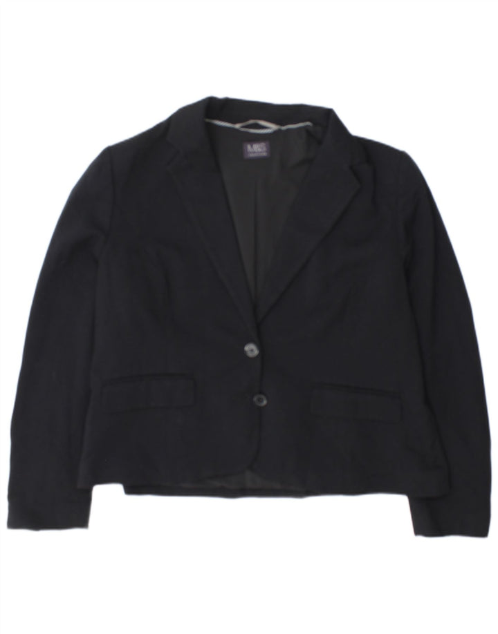 Jaqueta blazer feminina de 2 botões Marks & Spencer Reino Unido 18 XL azul marinho poliéster
