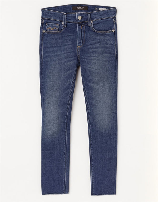 Replay Jeans Feminino Luz Skinny W26 L28 Azul Algodão