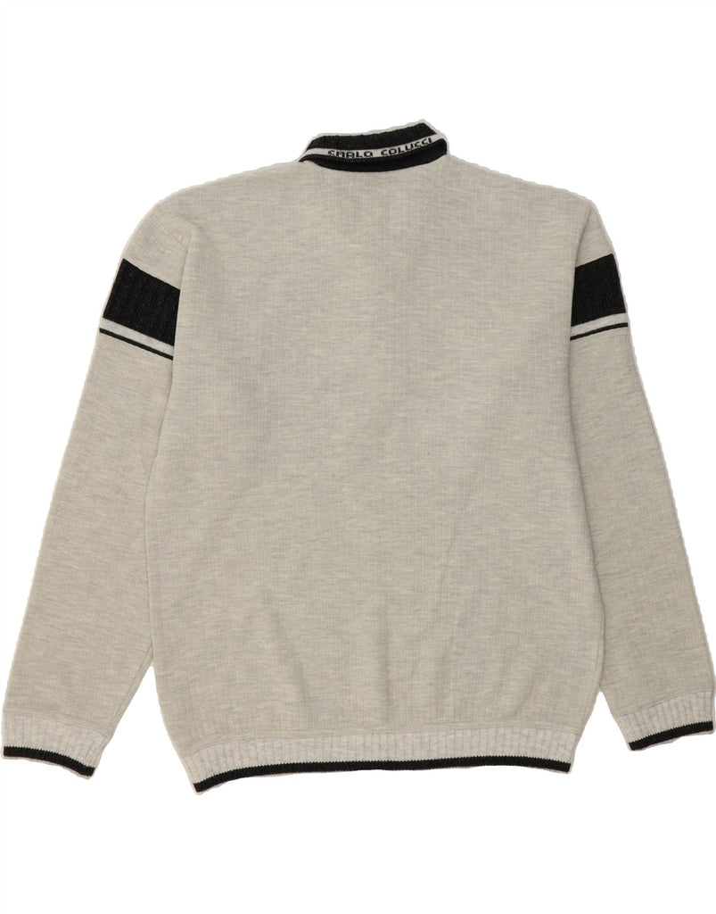 CARLO COLUCCI Mens Polo Neck Jumper Sweater Large Grey Colourblock Cotton Vintage Carlo Colucci and Second-Hand Carlo Colucci from Messina Hembry 