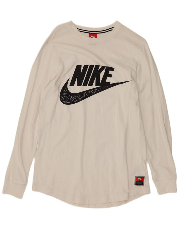 Top gráfico masculino Nike manga comprida médio algodão branco