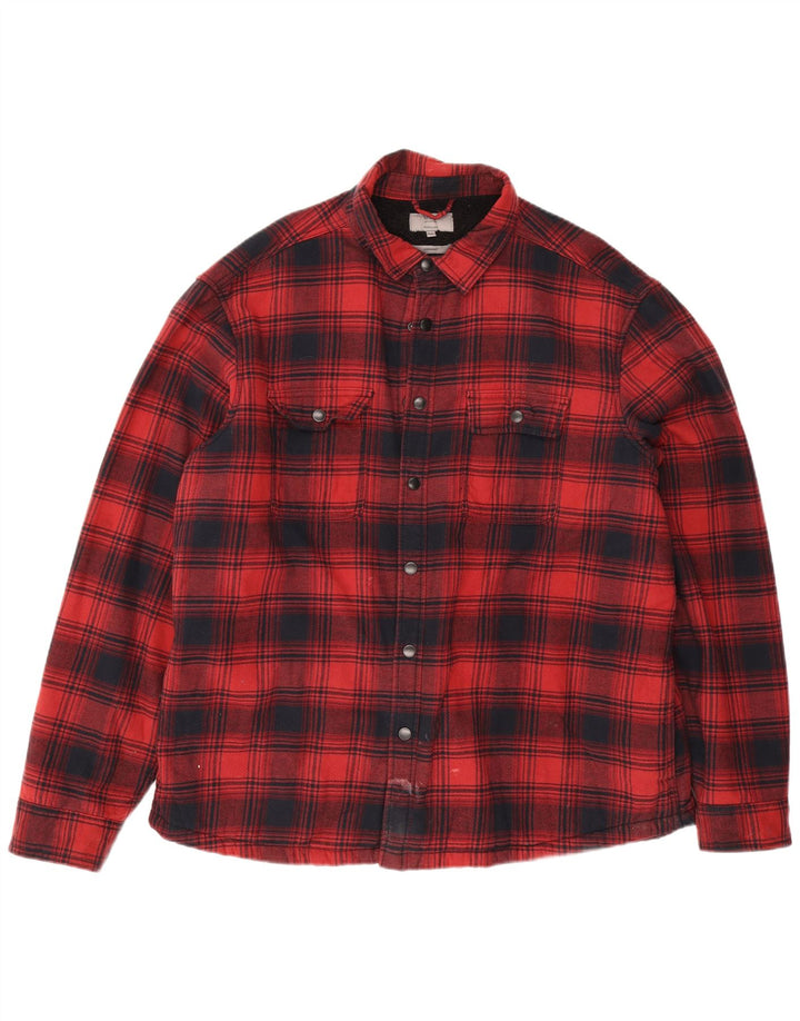 Camisa masculina de flanela regular Marks & Spencer 2XL xadrez vermelha