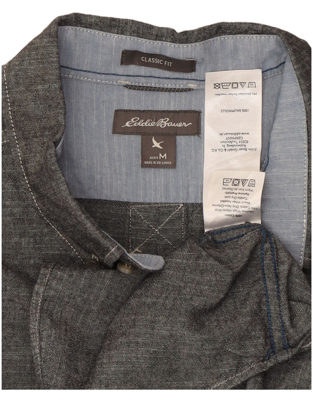 EDDIE BAUER Camisa masculina clássica de algodão cinza médio