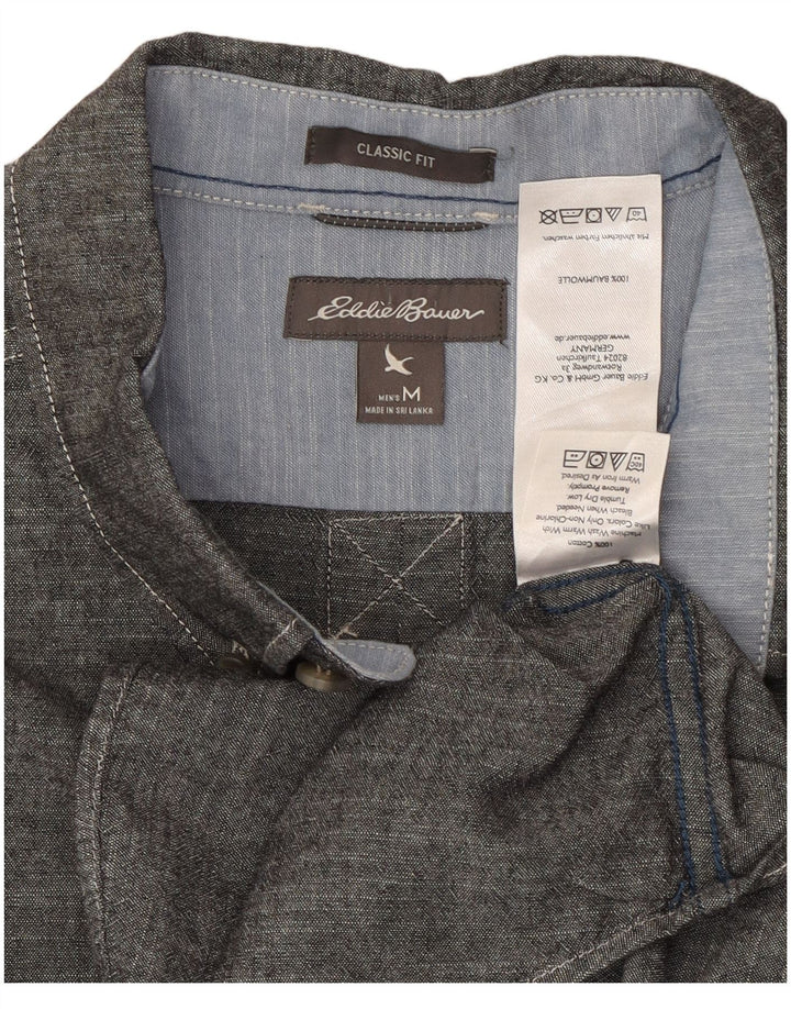 EDDIE BAUER Camisa masculina clássica de algodão cinza médio