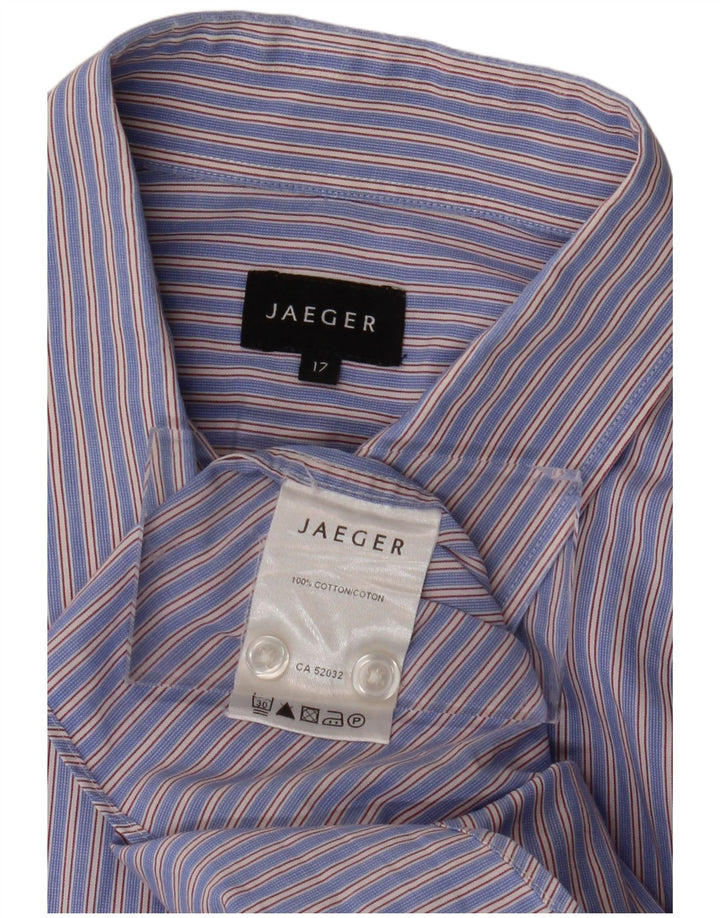 Camisa masculina JAEGER tamanho 17 XL algodão listrado azul