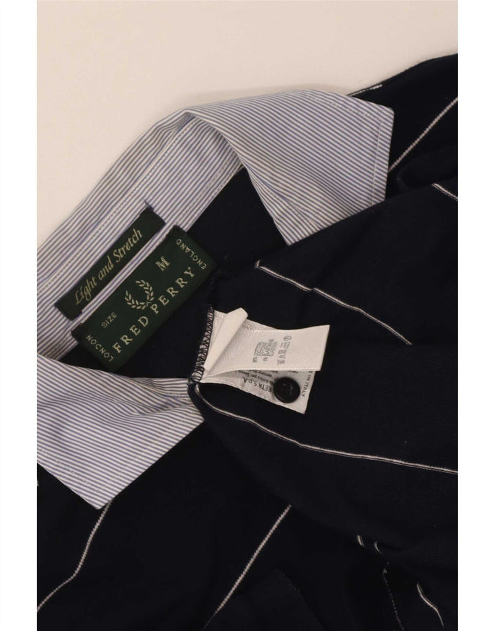 Camisa polo masculina Fred Perry média listrada azul marinho de algodão